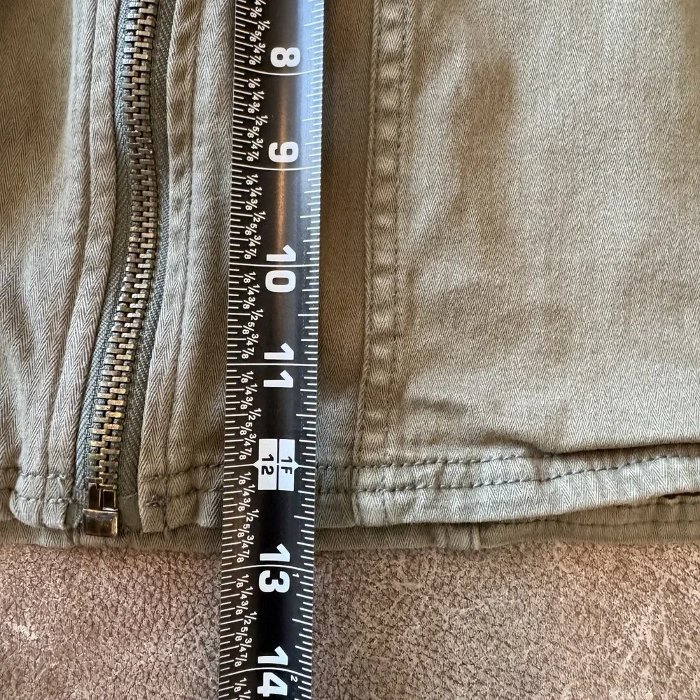 Free People Too Cool Military‎ Utility Mini Skirt Olive Zip Front Festival 6